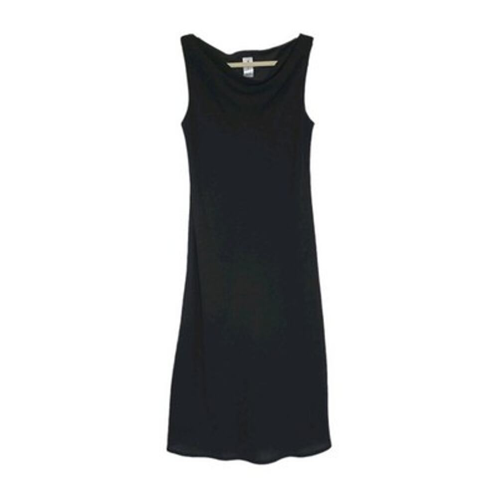 Vintage Black Cowl Neck Midi Dress Womens 10 Sleeveless LBD Y2K Whimsigoth HOCO